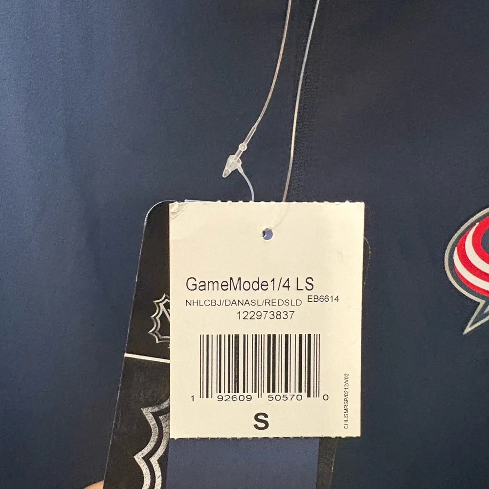 Adidas Columbus Blue Jackets Navy Game Mode Climalite Quarter-Zip Jacket NWT - Picture 3 of 5